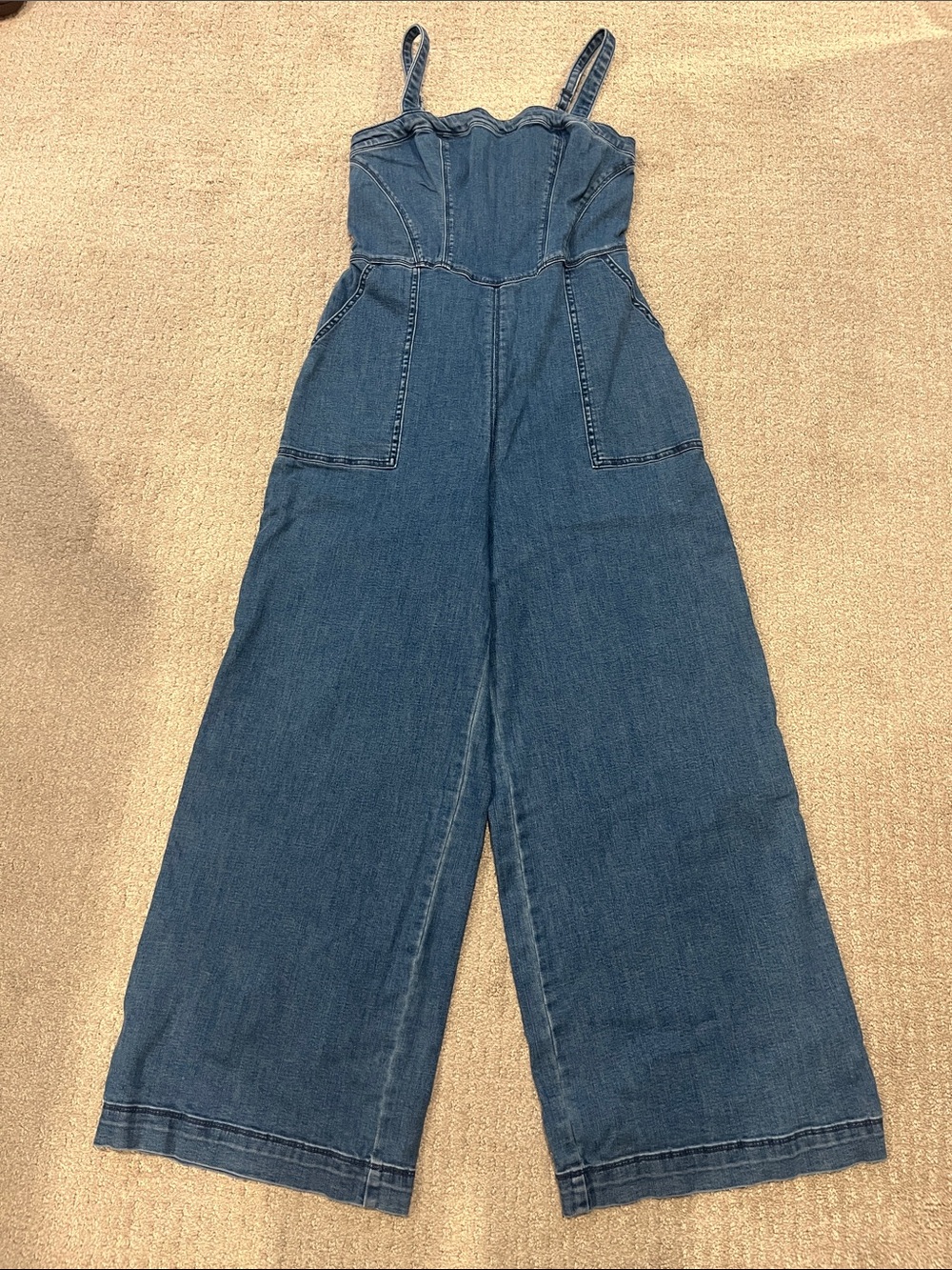 Hollister Denim Corset Flared Jumpsuit